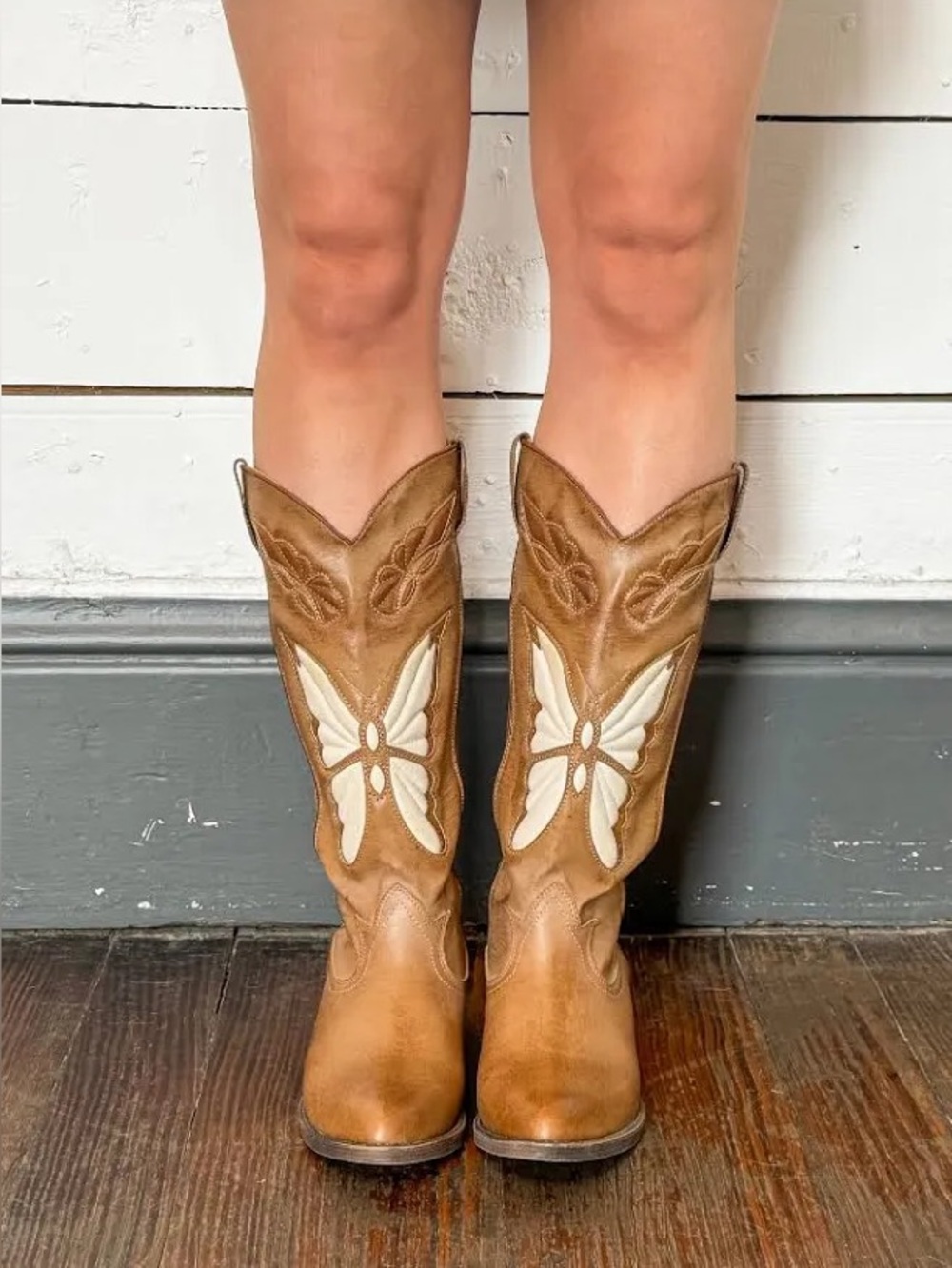 Coconuts by Matisse Monarch - Butterfly Detail Brown Cowboy Boots